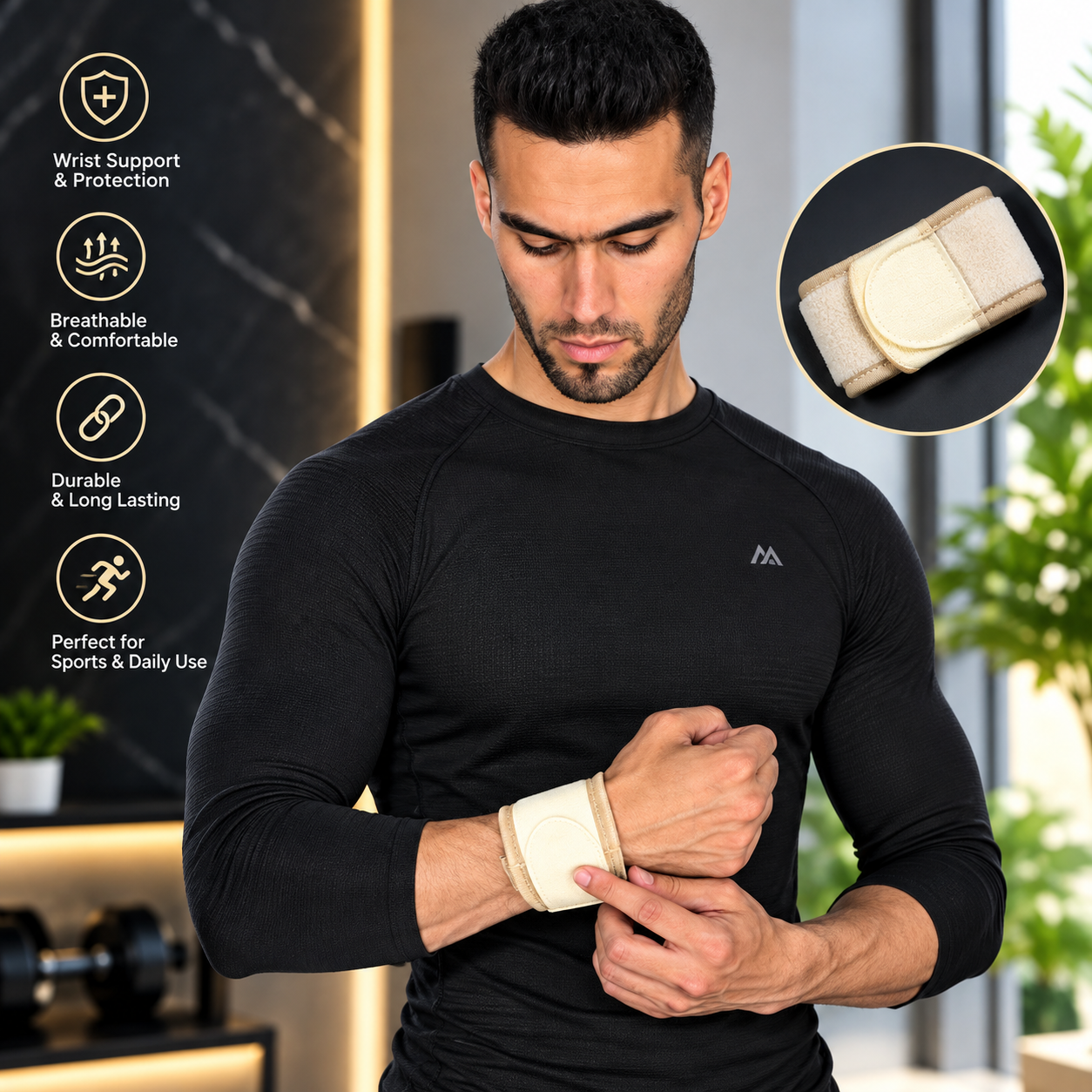 مچ‌بند شست‌دار طبی (Wrist Support) با بندهای چسبی (استرپ‌دار) جدید